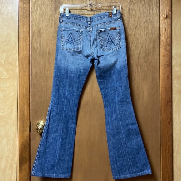 7 For All Mankind Flare Jeans with Rhinestone Back Pocket A Design - Picture 5 of 13